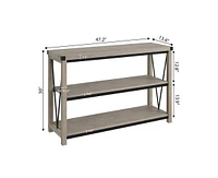 gaomon Farmhouse Entryway Table,47 Inch Narrow Long Console Table with Storage, 3 Tier Wood Console Table for Living Room