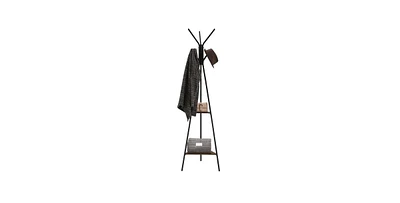 Slickblue Modern Coat Rack with Metal Frame and 2 Storage Shelves for Entryway Organization