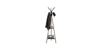 Slickblue Modern Coat Rack with Metal Frame and 2 Storage Shelves for Entryway Organization