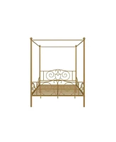 Slickblue Strong Metal Canopy Bed Frame for Bedroom with Supportive Frame