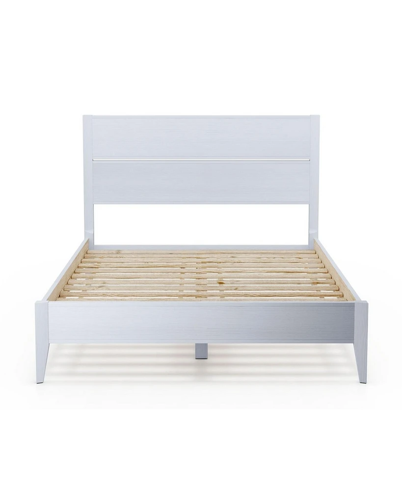 Slickblue Mid-Century Platform Bed - Classic Slatted Design for Stylish Living