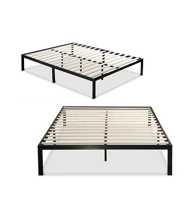 Slickblue Metal Platform Bed Frame with Wood Slats for Modern Bedrooms