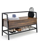 Gouun 3-in-1 Shoe Storage Bench with Lift Top, Metal Frame, and Shoe Rack