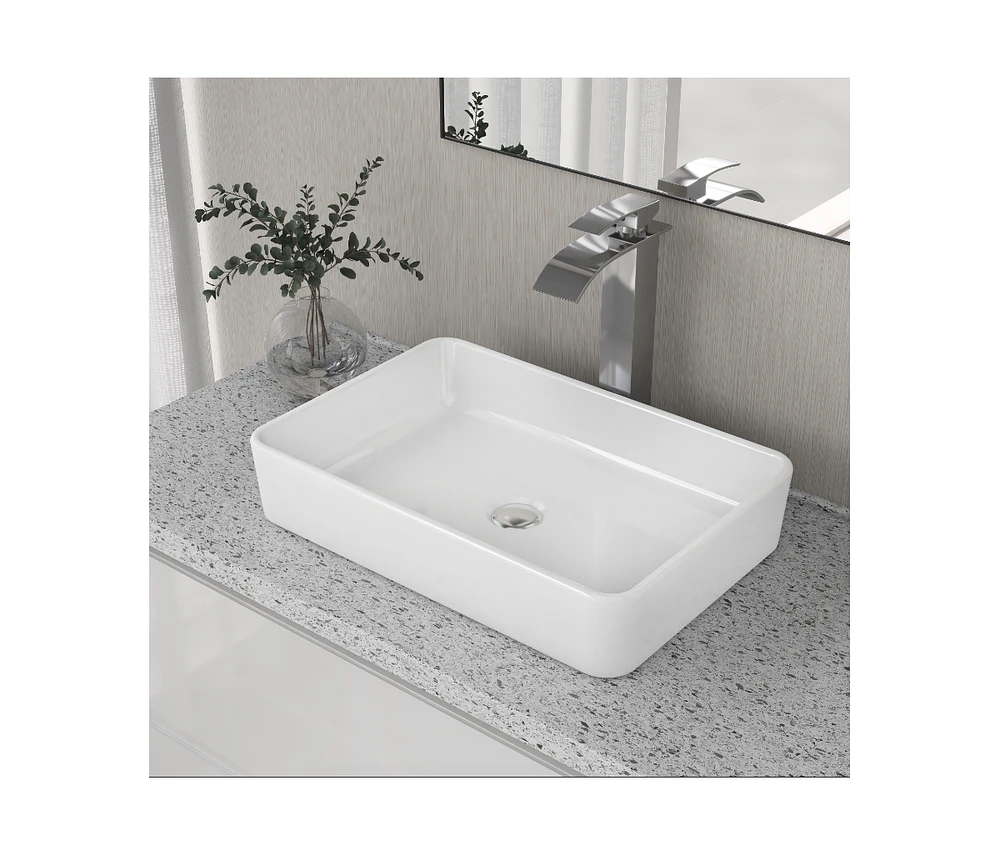 DeerValley 20" x 13'' Rectangular Vitreous China Vessel Bathroom Sink