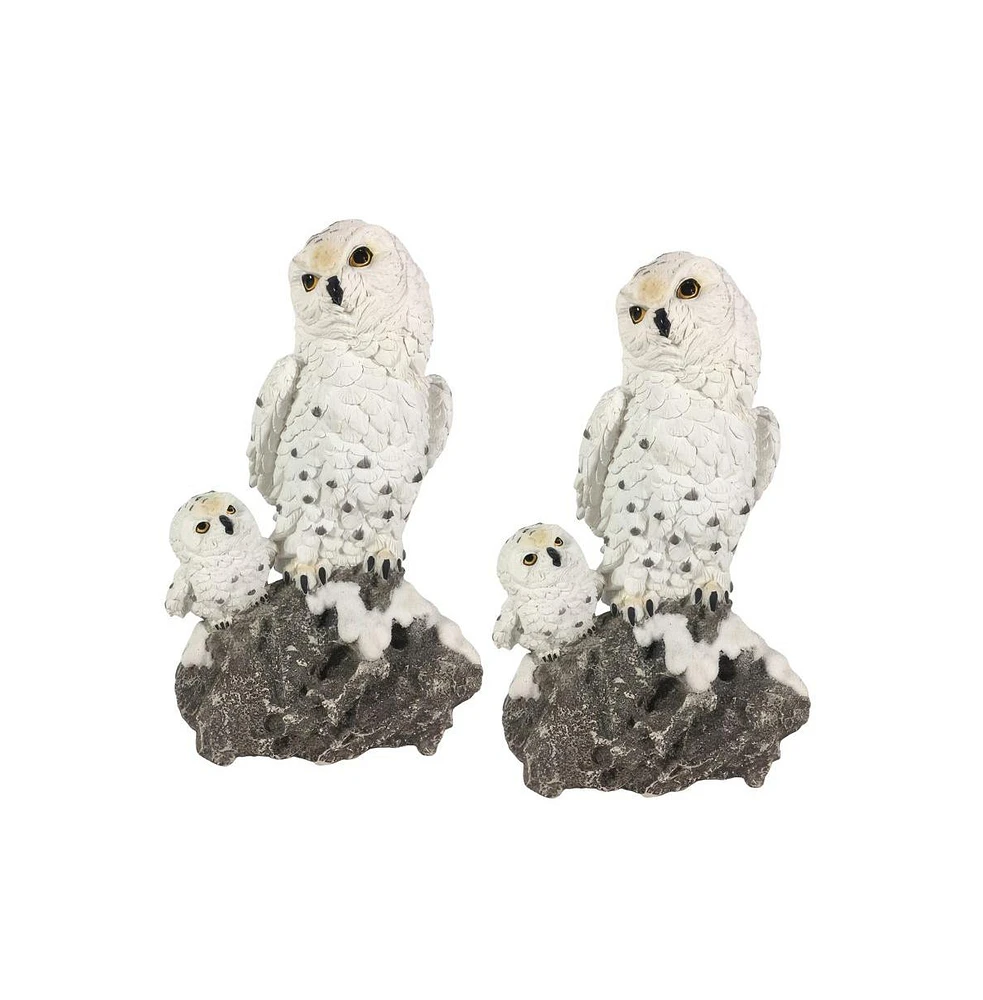 Fc Design "2-pc Gift Set" 9.5"H Snow Owl with Baby Figurine Statue Ornament Home Room Office Decor and Perfect Gift Ideas for Housewarming, Holidays a