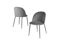 Slickblue Set of 2 Modern Velvet Upholstered Dining Chair with Metal Legs