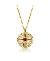 GiGiGirl Exquisite 14k Gold Plated with Red Cubic Zirconia Sun Medallion Pendant Necklace