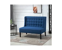 Slickblue 2-Seater Button Tufted Loveseat with Wooden Legs - Modern Sofa for Living Room