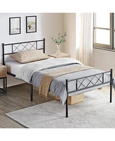 Slickblue Traditional Powder Coated Slatted Platform Bed