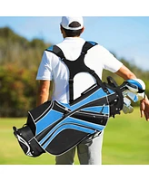 Gymax Golf Stand Bag 6 Way Divider Carry w/ Straps & 7 Storage Pockets