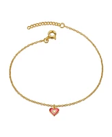 GiGiGirl 14k Gold Plated Red & Pink Enamel Halo Heart Charm Bracelet