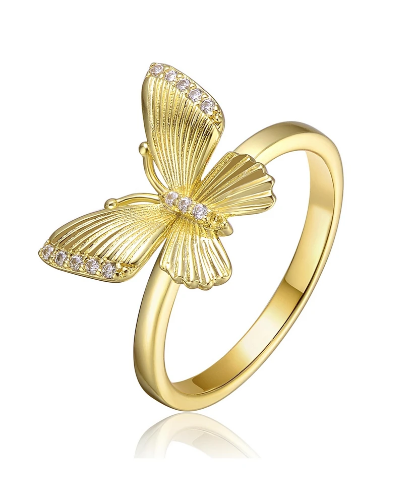 GiGiGirl 14k Gold Plated Butterfly Textured Ring