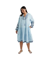 June + Vie Plus Size June + Vie Coraline Embroidered Peasant Dress