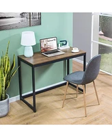 Slickblue Small Home Office Modern Laptop Computer Desk Table Metal Frame Wood Top