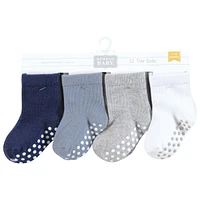 Hudson Baby Boys Cotton Rich Newborn and Terry Socks, Blue Gray Basic