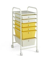 Gouun 6-Drawer Rolling Storage Cart with Clear Plastic Drawers Lockable Wheels