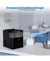 Jinjunye Ice Maker Countertop 34lbs/Day, 9 Ice Cubes in 6 Mins, Self-Cleaning Portable Ice Makers 2 Size Bullet Cube