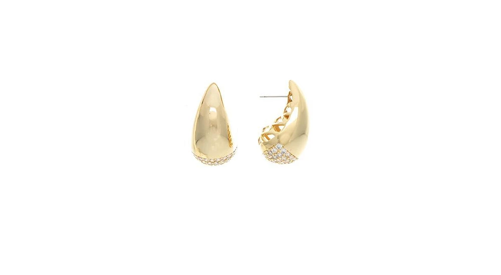 Rivka Friedman Teardrop Bubble Stud Earring with Cubic Zirconia Pave Detail