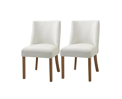 Slickblue Set of 2 Modern Nailhead Diamond Stitch Upholstered Dining Chairs