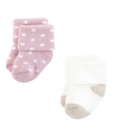 Touched by Nature Baby Girls Organic Cotton Socks, Soft Pink Dot Stripe, 0-6 Months