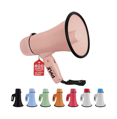 Pyle Portable Megaphone with Siren, 20 Watt Power, Aux Input for MP3, Automatic Siren, Lightweight