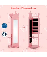 Gouun Free-Standing Full Length Mirror Kids Jewelry Armoire Cabinet