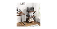 Slickblue Modern Industrial Metal Wood 3-Tier Printer Stand Office Storage Cart on Wheels