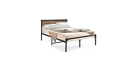 Slickblue Rustic FarmHome Metal Wood Platform Bed Frame