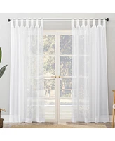 No. 918 Amina Open Weave Indoor/Outdoor Sheer Tab Top Curtain Panel