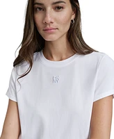 Dkny Jeans Women's New York Stack Patch Logo Baby T-Shirt - WHT