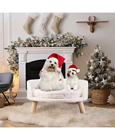 Bingopaw Luxury Pet Soft Warm Cat Dog Bed Wood Legs with Cushion Pad Nesting Bed Washable