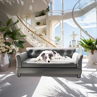 Bingopaw Luxury Large Dog Bed Pet Snuggle Sofa with Microfiber Leather Upholstered Sofa Bed
