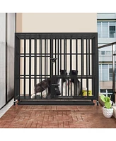 Bingopaw Heavy Duty Dog Cage 3 Doors Locks Design Kennel Playpen with 4 Lockable Wheels