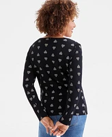 Style & Co Women's Printed Scoop Neck Long-Sleeve T-Shirt, Exclusively at Macy's