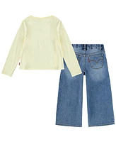 Levi's Toddler Girls Floral Tee and Wide Leg Jeans, 2-piece set
