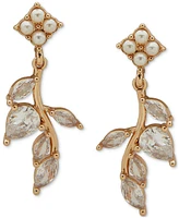 lonna & lilly Gold-Tone Crystal & Imitation Pearl Flower Drop Earrings