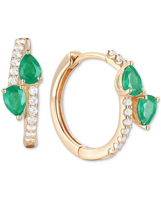 Macy's Sapphire, Ruby or Emerald (3/4 ct. t.w.) & Diamond (1/5 Bypass Hoop Earrings 14k Gold White