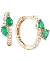 Macy's Sapphire, Ruby or Emerald (3/4 ct. t.w.) & Diamond (1/5 Bypass Hoop Earrings 14k Gold White