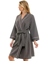 Roudelain Women's Waffle-Knit Kimono Wrap Robe