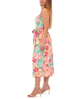 julia jordan Women's Floral-Print Tie-Waist Midi Dress