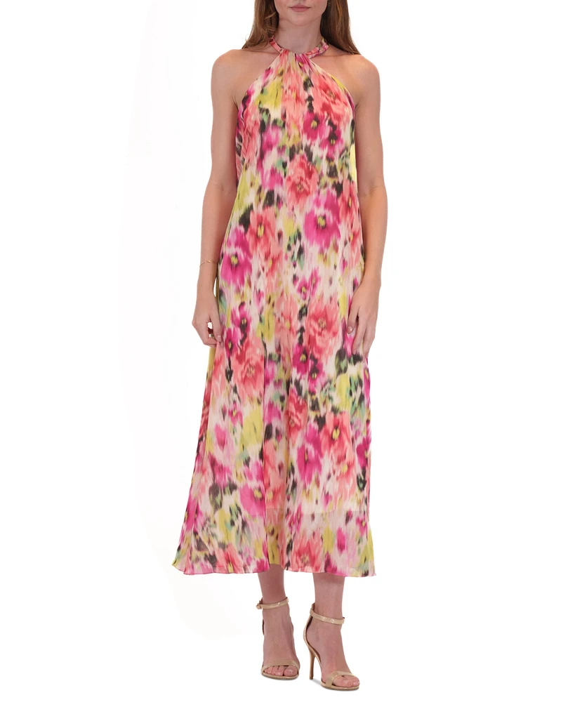 julia jordan Women's Printed Twisted Halter-Neck Maxi Dress