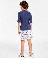 Nike Big Boys Short Sleeve Hydroguard Swim Top 7 Volley Swim Shorts