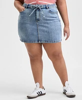 And Now This Trendy Plus Tie-Front Denim Mini Skirt, Exclusively at Macy's