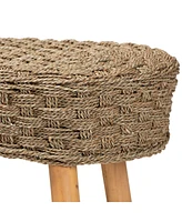 bali & pari Denver Modern Bohemian Natural Seagrass and Acacia Wood Accent Bench