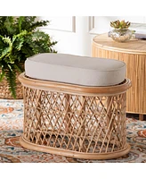 bali & pari Ladonna Bohemian Natural Rattan Ottoman Footstool