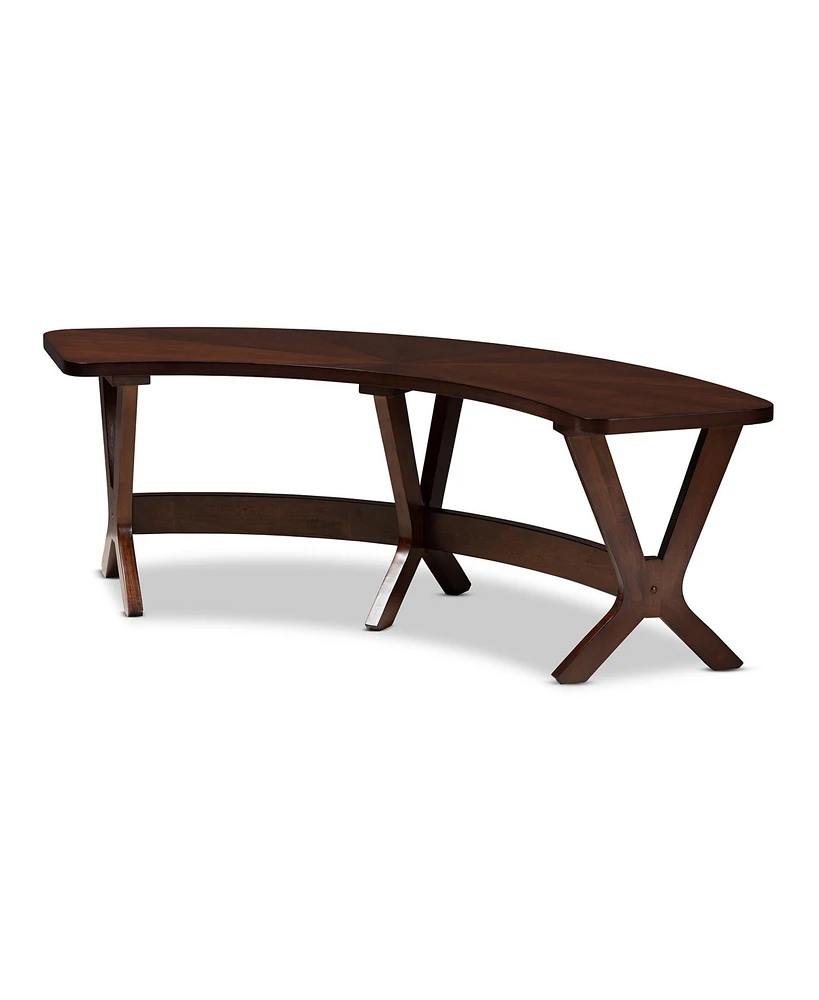 Baxton Studio Berlin Mid-Century Modern Walnut Finished Wood Curved Dining Bench