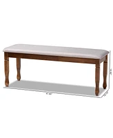 Baxton Studio Corey Modern and Contemporary Grey Fabric Upholstered and Walnut Brown Finished Wood Dining Bench