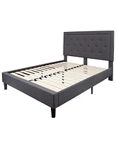 Slickblue Fabric Upholstered Platform Bed Frame with Headboard