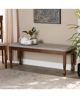 Baxton Studio Corey Modern and Contemporary Grey Fabric Upholstered and Walnut Brown Finished Wood Dining Bench