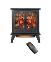 Mondawe 24 Inch 3D Flame Electric Infrared Quartz Fireplace Stove With Remote Control